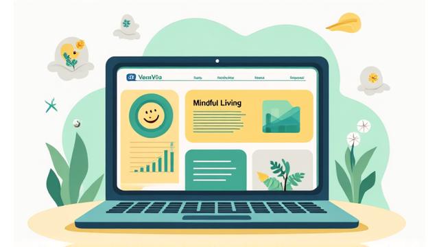 Illustration of an open laptop showing a newsletter with health graphs and a smiling person
