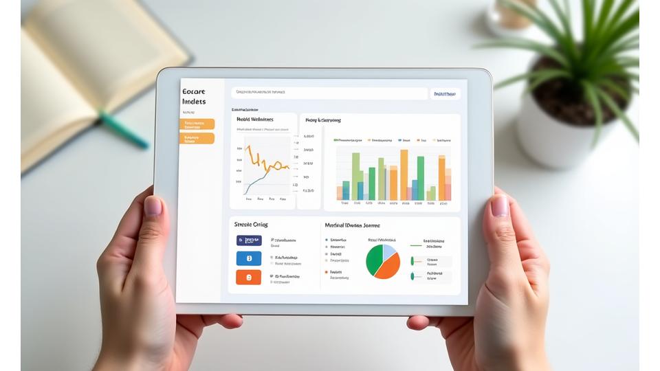 A clean, modern dashboard display showing graphs and positive trends related to stress reduction and mindfulness practice.
